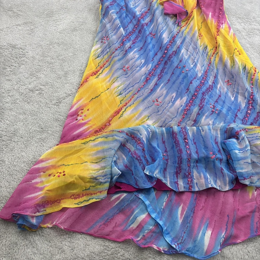 VTG Y2K Jessica Taylor Sequin Ruffle Hem Shift Dress Womens 2X Multicolor‎ Fairy - Picture 4 of 15